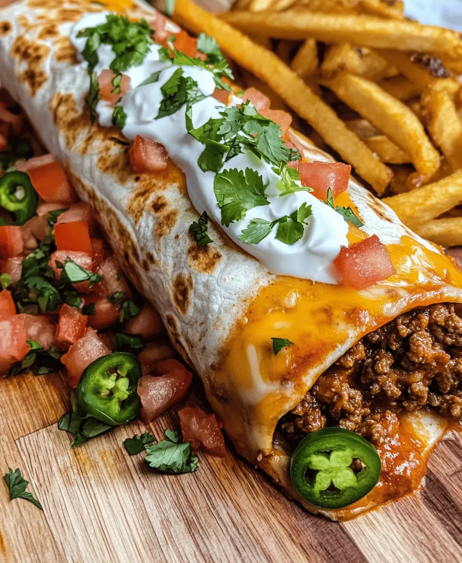 Are you ready to indulge in a deliciously satisfying meal that combines the best of both worlds? Look no further than our Cheesy Beef Burritos with Crispy Fries! This recipe offers a delightful fusion of cheesy, savory goodness enveloped in soft tortillas, accompanied by crispy fries that add a satisfying crunch. Whether you're planning a family dinner, prepping for a casual gathering with friends, or just craving a comforting dish, these burritos are bound to impress.