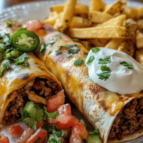 Are you ready to indulge in a deliciously satisfying meal that combines the best of both worlds? Look no further than our Cheesy Beef Burritos with Crispy Fries! This recipe offers a delightful fusion of cheesy, savory goodness enveloped in soft tortillas, accompanied by crispy fries that add a satisfying crunch. Whether you're planning a family dinner, prepping for a casual gathering with friends, or just craving a comforting dish, these burritos are bound to impress.