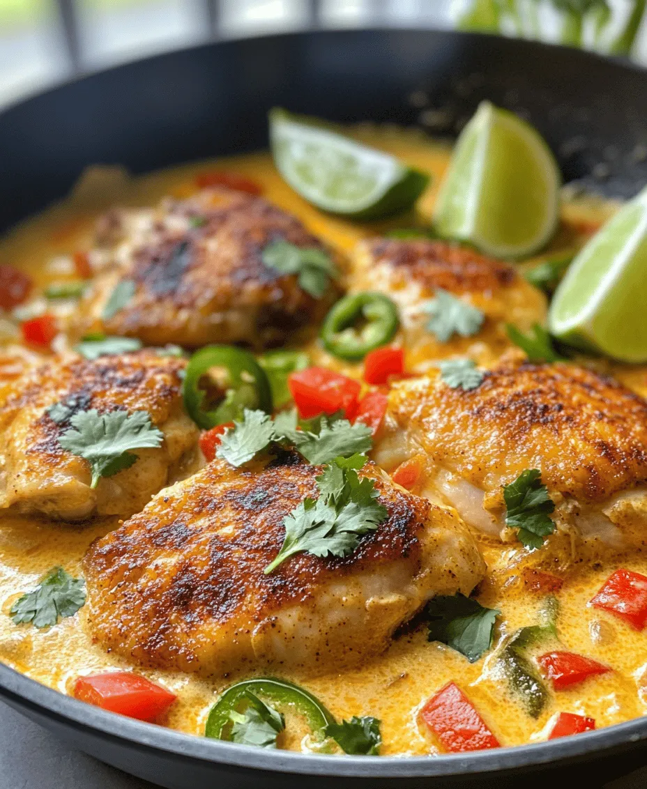 Brazilian cuisine is a vibrant tapestry of flavors, colors, and textures that reflects the country’s diverse cultural heritage. This culinary landscape is influenced by indigenous peoples, Portuguese colonizers, and African traditions, creating a unique blend that has captivated food lovers across the globe. One standout dish that embodies this rich culinary heritage is <strong>Spicy Brazilian Coconut Chicken</strong>. This dish is a harmonious fusion of spice and creaminess, offering a tantalizing experience for the palate.” /></p>
</p>
<h3>Searing the Chicken Thighs: Locking in Flavor</h3>
</p>
<p>To begin the process of creating your Spicy Brazilian Coconut Chicken, you’ll want to focus on searing the chicken thighs. This step is crucial as it locks in moisture and creates that delightful, golden-brown crust that enhances both the flavor and texture of the dish.</p>
</p>
<p>1. <strong>Heat the Oil</strong>: In a large skillet, heat a couple of tablespoons of olive oil over medium-high heat. Ensure the pan is hot enough before adding the chicken; you should hear a sizzle when the meat touches the surface.</p>
</p>
<p>2. <strong>Season the Chicken</strong>: While the oil is heating, season the chicken thighs generously with salt, pepper, and your choice of spices (cumin and paprika work beautifully here). This seasoning not only adds flavor but also forms part of the crust during searing.</p>
</p>
<p>3. <strong>Sear the Chicken</strong>: Place the chicken thighs skin-side down in the hot skillet. Avoid overcrowding the pan; if necessary, work in batches. Allow the chicken to cook undisturbed for about 5-7 minutes or until the skin is crispy and golden brown. Flip the thighs and sear the other side for an additional 5 minutes. The goal is to achieve a rich, caramelized crust that will deepen the flavors of your dish.</p>
</p>
<p>4. <strong>Remove and Set Aside</strong>: Once both sides are beautifully seared, remove the chicken thighs from the skillet and set them aside. This resting period allows the juices to redistribute, ensuring your chicken remains tender and succulent when it’s time to serve.</p>
</p>
<h3>Creating the Coconut Sauce: A Flavorful Finishing Touch</h3>
</p>
<p>Now that your chicken is perfectly seared, it’s time to create the luscious coconut sauce that will envelop your chicken and elevate the dish to new heights.</p>
</p>
<p>1. <strong>Sauté Aromatics</strong>: In the same skillet, add a bit more oil if necessary and reduce the heat to medium. Toss in finely minced garlic, ginger, and chopped onions. Sauté until fragrant and the onions are translucent, about 3-4 minutes. This step builds a flavor base that is aromatic and inviting.</p>
</p>
<p>2. <strong>Add the Coconut Milk</strong>: Pour in a can of full-fat coconut milk, stirring to combine the sautéed ingredients with the creamy liquid. This is where the magic happens—the richness of coconut milk provides a luxurious texture and flavor that is quintessentially Brazilian.</p>
</p>
<p>3. <strong>Incorporate Seasonings</strong>: Add your previously prepared spices, which might include turmeric for color, cayenne for heat, and a touch of salt to taste. Stir well to ensure all flavors meld together.</p>
</p>
<p>4. <strong>Sweet and Tangy Kick</strong>: To balance the richness of the coconut, stir in a tablespoon of brown sugar and the juice of one lime. The brown sugar adds a caramel note, while the lime juice brightens the dish and cuts through the creaminess. This harmony of flavors is what makes this dish stand out.</p>
</p>
<p>5. <strong>Simmer the Chicken</strong>: Reintroduce the seared chicken thighs to the skillet, ensuring they’re submerged in the sauce. Allow everything to simmer gently for about 20-25 minutes. This process will infuse the chicken with the flavors of the coconut sauce while allowing it to cook through completely. The result is tender chicken that is bathed in a fragrant, spicy, and slightly sweet sauce.</p>
</p>
<h3>Serving Suggestions for Spicy Brazilian Coconut Chicken</h3>
</p>
<p>Spicy Brazilian Coconut Chicken is a dish that shines when paired with complementary sides. Here are several suggestions that will enhance your dining experience:</p>
</p>
<p>1. <strong>Rice</strong>: A classic choice is fluffy white rice or coconut rice, which harmonizes beautifully with the coconut flavors in the dish. The rice absorbs the sauce, making each bite a delightful fusion of flavors.</p>
</p>
<p>2. <strong>Quinoa</strong>: For a healthier alternative, consider serving the chicken over a bed of quinoa. Quinoa is a protein-packed grain that provides a nutty flavor and a nice texture contrast to the creamy sauce.</p>
</p>
<p>3. <strong>Fresh Salad</strong>: A light and refreshing salad with mixed greens, cherry tomatoes, and a citrus vinaigrette can balance the richness of the chicken. The crisp vegetables will add a nice crunch and freshness to the meal.</p>
</p>
<p>4. <strong>Beverages</strong>: To complement your Spicy Brazilian Coconut Chicken, consider serving it with a chilled glass of white wine, such as Sauvignon Blanc, which will enhance the dish’s vibrant flavors. Alternatively, a Brazilian cocktail like Caipirinha can elevate the experience, adding a festive touch to your meal.</p>
</p>
<h3>Nutritional Benefits of Spicy Brazilian Coconut Chicken</h3>
</p>
<p>Understanding the nutritional value of your meals is important, especially when preparing something as wholesome as Spicy Brazilian Coconut Chicken. Here’s a breakdown of the nutritional content per serving:</p>
</p>
<p>– <strong>Calories</strong>: Approximately 450-500 calories, depending on portion size and added ingredients.</p>
<p>– <strong>Protein</strong>: Each serving contains around 30-35 grams of protein, primarily from the chicken thighs, making it a good source of lean protein.</p>
<p>– <strong>Healthy Fats</strong>: The coconut milk provides healthy fats, about 20-25 grams per serving, which are essential for maintaining energy levels and supporting cellular health.</p>
</p>
<h4>Health Benefits of Key Ingredients</h4>
</p>
<p>1. <strong>Coconut Milk</strong>: Rich in lauric acid, coconut milk is known for its potential anti-inflammatory properties and ability to support heart health.</p>
</p>
<p>2. <strong>Ginger</strong>: This powerful root is celebrated for its anti-nausea properties and ability to aid digestion while possessing anti-inflammatory benefits.</p>
</p>
<p>3. <strong>Brown Sugar</strong>: While still a form of sugar, brown sugar contains more minerals than refined sugar, including calcium, potassium, and iron.</p>
</p>
<p>4. <strong>Lime Juice</strong>: A source of vitamin C, lime juice is beneficial for immune support and enhances iron absorption from plant-based foods.</p>
</p>
<h3>Cultural Significance of the Dish</h3>
</p>
<p>Spicy Brazilian Coconut Chicken is more than just a recipe; it reflects the cultural richness of Brazilian cuisine. In Brazil, meals are often communal experiences, shared among family and friends. This dish, with its inviting aroma and vibrant flavors, embodies the spirit of togetherness.</p>
</p>
<p>In Brazilian households, serving a flavorful dish like this during family gatherings or celebrations signifies love and hospitality. The act of preparing and sharing food fosters bonds and creates lasting memories, making it an integral part of Brazilian culture.</p>
</p>
<h3>Conclusion</h3>
</p>
<p>In summary, Spicy Brazilian Coconut Chicken is a delightful dish that combines tender chicken with a creamy coconut sauce, balanced by the sweetness of brown sugar and the brightness of lime juice. The easy preparation and vibrant flavors make it a perfect choice for a weeknight dinner or a special gathering.</p>
</p>
<p>By embracing the cooking process and sharing this dish with loved ones, you can experience the joy that comes from preparing and enjoying good food together. This recipe not only introduces you to the rich flavors of Brazilian cuisine but also invites you to embark on a culinary adventure that celebrates the art of cooking and the warmth of shared meals. So gather your ingredients, follow the steps, and enjoy the delicious outcome of your Spicy Brazilian Coconut Chicken!</p>
<div id=