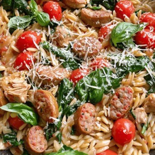 In the realm of quick and delicious weeknight dinners, the Creamy Chicken Sausage Orzo Skillet stands out as a shining star. This dish not only delights the palate but also offers an enticing blend of flavors and textures that make it a go-to meal for busy families and culinary enthusiasts alike. Imagine tender bites of chicken sausage mingling with creamy orzo, vibrant cherry tomatoes, and fresh spinach, all cooked in one skillet to create a comforting, satisfying dish that’s ready in a flash.
