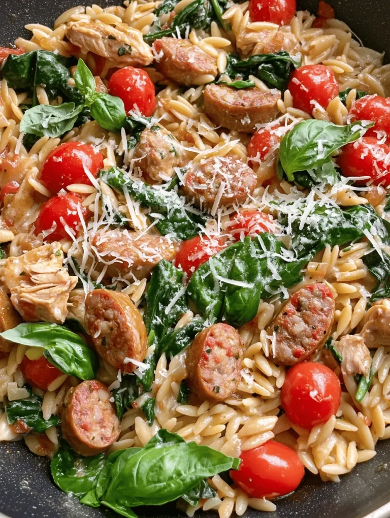 In the realm of quick and delicious weeknight dinners, the Creamy Chicken Sausage Orzo Skillet stands out as a shining star. This dish not only delights the palate but also offers an enticing blend of flavors and textures that make it a go-to meal for busy families and culinary enthusiasts alike. Imagine tender bites of chicken sausage mingling with creamy orzo, vibrant cherry tomatoes, and fresh spinach, all cooked in one skillet to create a comforting, satisfying dish that’s ready in a flash.