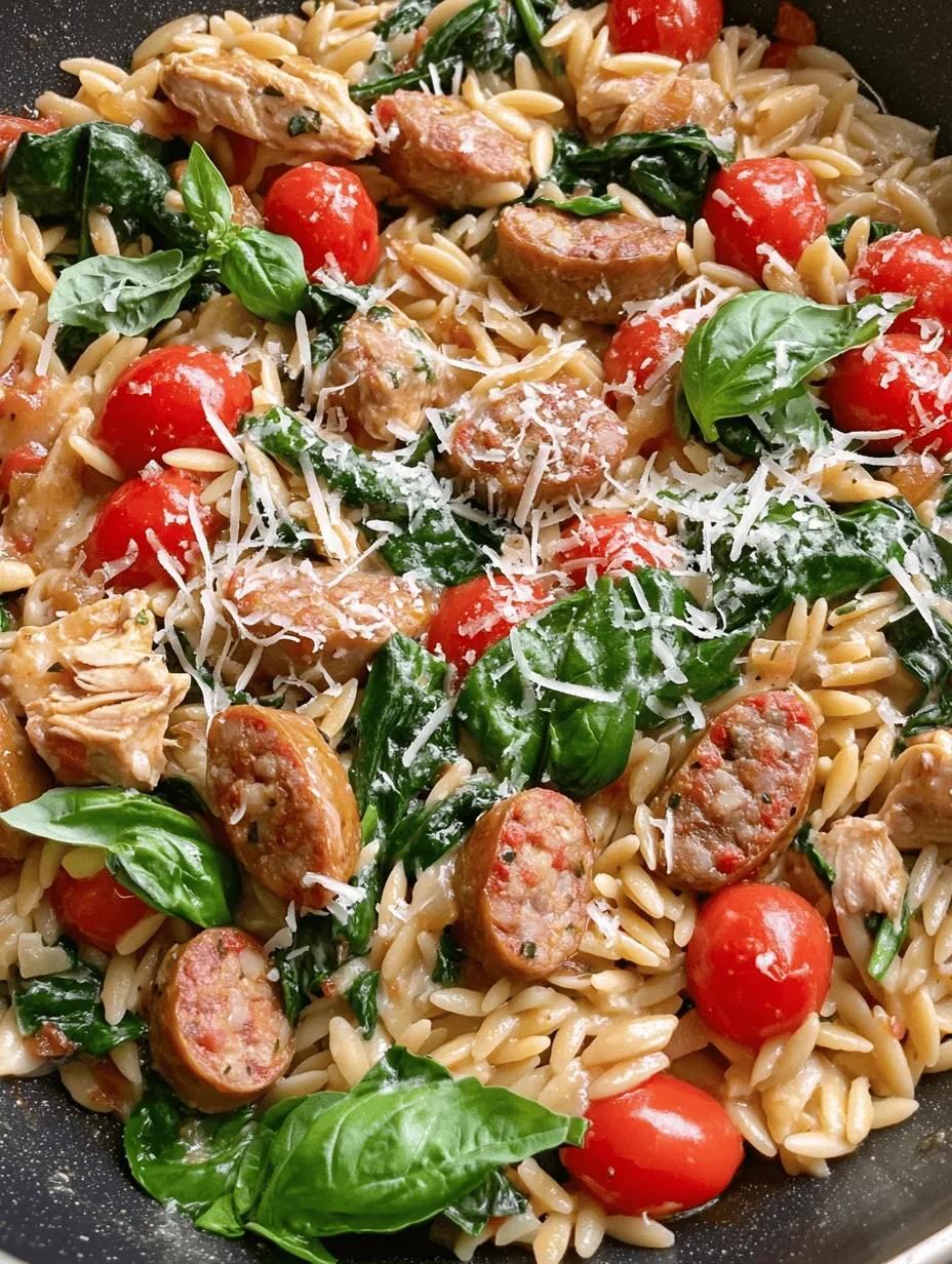 In the realm of quick and delicious weeknight dinners, the Creamy Chicken Sausage Orzo Skillet stands out as a shining star. This dish not only delights the palate but also offers an enticing blend of flavors and textures that make it a go-to meal for busy families and culinary enthusiasts alike. Imagine tender bites of chicken sausage mingling with creamy orzo, vibrant cherry tomatoes, and fresh spinach, all cooked in one skillet to create a comforting, satisfying dish that’s ready in a flash.