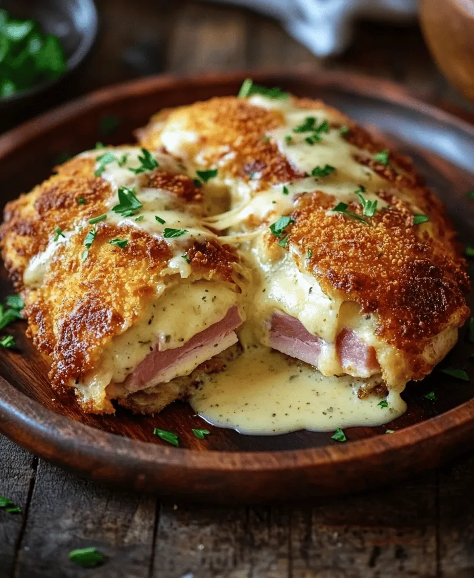Delight your taste buds with this exquisite Chicken Cordon Bleu, a classic dish that combines the savory flavors of tender chicken, salty ham, and creamy Swiss cheese. Originating from the French culinary tradition, Chicken Cordon Bleu has become a beloved favorite in many households around the world. This recipe elevates the traditional preparation by incorporating a rich, velvety Swiss cheese sauce that perfectly complements the crispy, golden-brown chicken rolls. The combination of textures and flavors creates a dish that is not only delicious but also visually appealing and satisfying.
