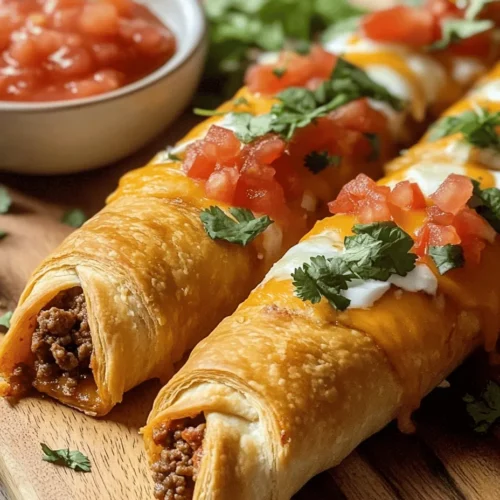 Cheesy Taco Sticks are a creative culinary interpretation that merges the beloved taco with the ease of crescent roll dough. Their origins can be traced back to the rising popularity of finger foods and comfort foods that cater to the modern palate. As gatherings become more casual and the demand for shareable snacks grows, Cheesy Taco Sticks present a perfect solution. They embody the essence of fusion cuisine, where traditional flavors meet convenient preparation methods, making them an ideal addition to any appetizer spread.