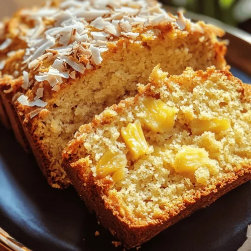 Tropical Bliss: Hawaiian Banana Bread with Pineapple and Coconut is a delightful twist on the classic banana bread recipe that brings the vibrant flavors of the tropics right into your kitchen. This unique recipe combines the sweetness of ripe bananas, the bright tanginess of crushed pineapple, and the rich texture of shredded coconut to create a mouthwatering treat that is perfect for breakfast, dessert, or an afternoon snack. With every bite of this bread, you’ll feel transported to a sun-kissed beach, surrounded by palm trees and the gentle sound of waves lapping on the shore.
