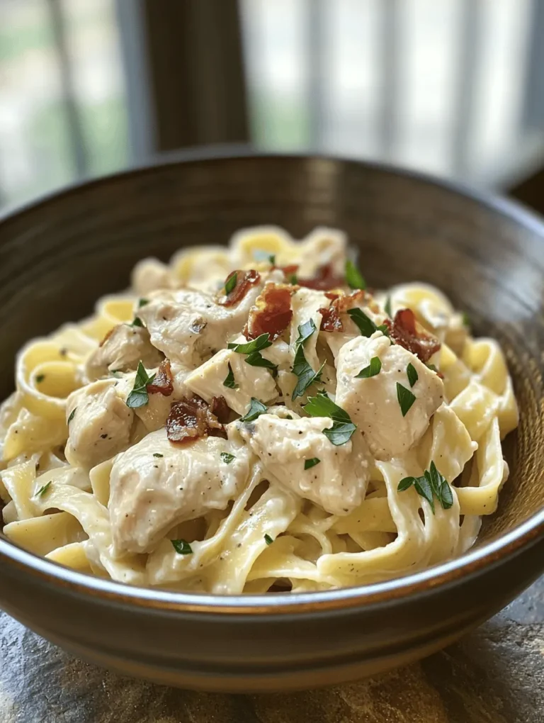 Chicken Carbonara is a delightful twist on the classic Italian dish that has captured the hearts and stomachs of food lovers around the globe. Originating from the Lazio region of Italy, traditional Carbonara is known for its rich, creamy sauce, made with eggs and cheese, tossed with pasta and accented by the savory flavors of cured pork. This dish has earned its reputation as comfort food, often synonymous with hearty meals that warm the soul and evoke the feeling of home-cooked goodness.