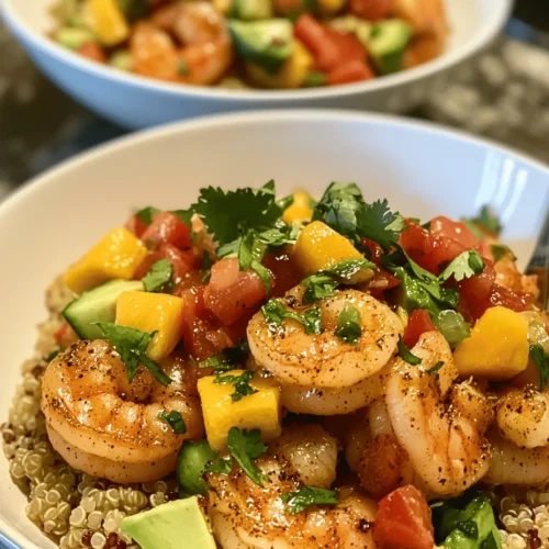 In today’s culinary journey, we delve into the vibrant flavors and textures of Shrimp & Avocado Bowls with Mango Salsa & Lime-Chili Sauce. This dish not only showcases the succulent taste of shrimp, but also brings together the creamy richness of avocados, the sweetness of mangoes, and a zesty kick from lime. Perfect for a healthy lunch or a light dinner, this meal is packed with nutrients and bursting with flavor. The combination of ingredients creates a delightful contrast of tastes and textures, making it a favorite among seafood lovers and health enthusiasts alike.