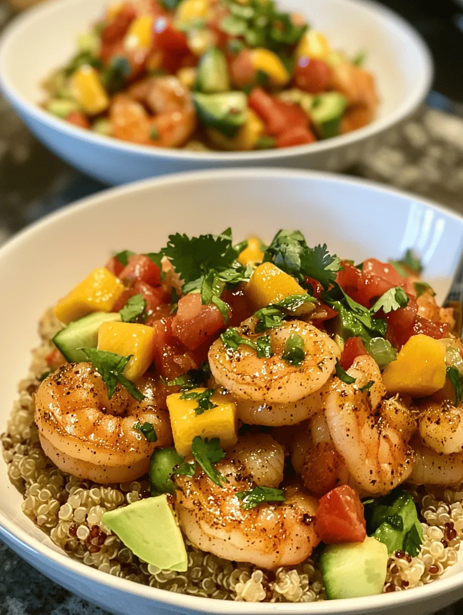 In today’s culinary journey, we delve into the vibrant flavors and textures of Shrimp & Avocado Bowls with Mango Salsa & Lime-Chili Sauce. This dish not only showcases the succulent taste of shrimp, but also brings together the creamy richness of avocados, the sweetness of mangoes, and a zesty kick from lime. Perfect for a healthy lunch or a light dinner, this meal is packed with nutrients and bursting with flavor. The combination of ingredients creates a delightful contrast of tastes and textures, making it a favorite among seafood lovers and health enthusiasts alike.