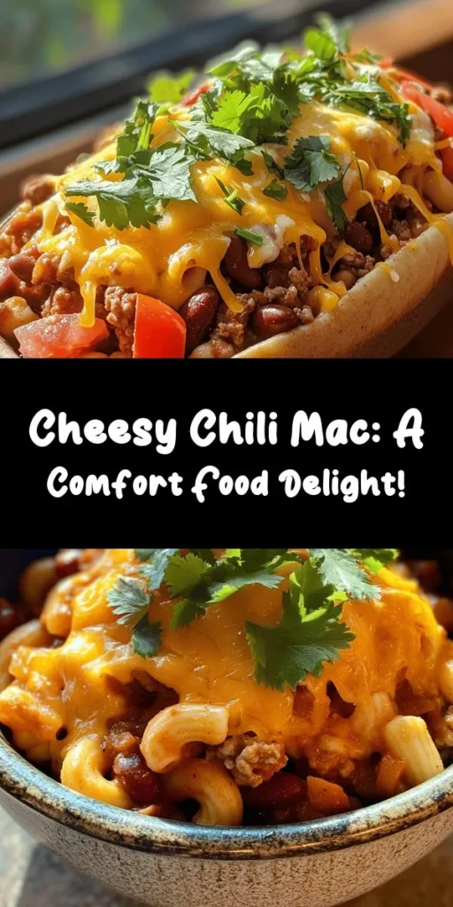 Get ready for a comforting bowl of Cheesy Chili Mac Attack! This one-pot meal is packed with flavor and goodness. With ingredients like elbow macaroni, ground beef or turkey, kidney beans, and a zesty blend of spices, it's sure to satisfy your cravings. Topped with melted cheddar cheese, this dish is both creamy and cheesy, making it perfect for family dinners. Quick to prepare in just 30 minutes, it's a great option for any weeknight meal! Enjoy a bowl of deliciousness today!