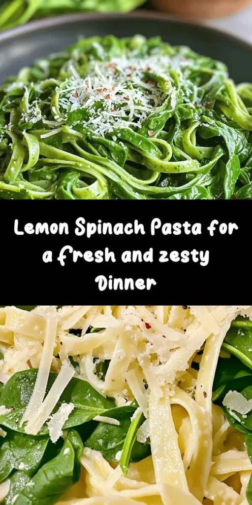 Brighten up your dinner routine with this refreshing lemon spinach pasta! Ready in just 20 minutes, this dish combines al dente pasta with sautéed garlic and fresh spinach, all tossed in a zesty lemon sauce. Toss in some grated Parmesan for richness and a pinch of crushed red pepper for a bit of heat. Perfect for a quick weeknight meal or a delicious side dish, this pasta recipe is both simple and satisfying. Enjoy a burst of flavor in every bite!