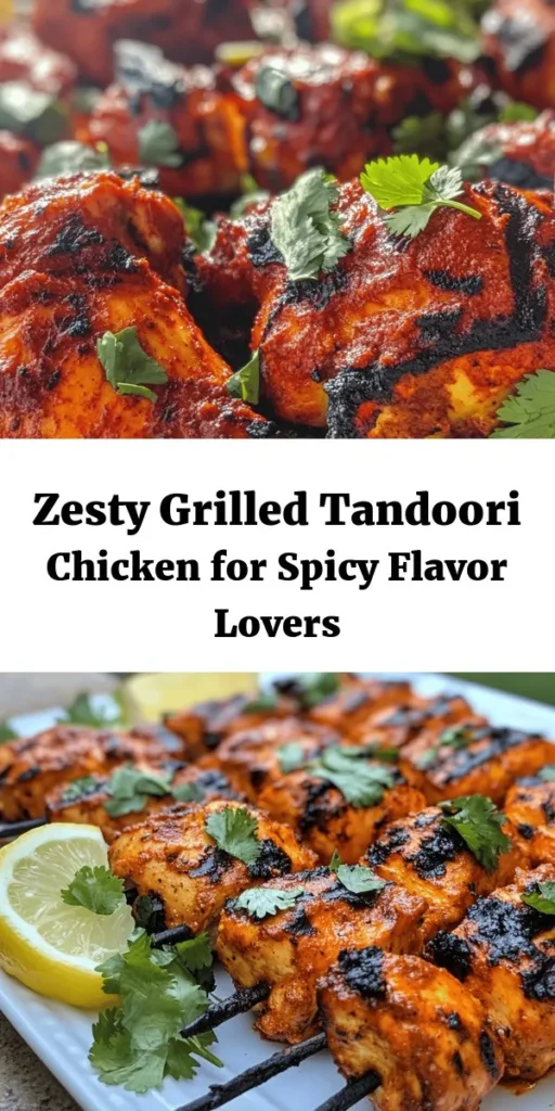 Elevate your dinner with this Spicy Grilled Tandoori Chicken recipe that's bursting with flavor! Marinated in a blend of yogurt, aromatic spices, and fresh ginger-garlic, this dish offers a perfect balance of heat and tang. Grill the chicken thighs to perfection for a juicy, charred finish. Ideal for summer barbecues or family dinners, this recipe serves four and pairs beautifully with fresh cilantro and lemon wedges. Give it a try and enjoy a taste of India at home!