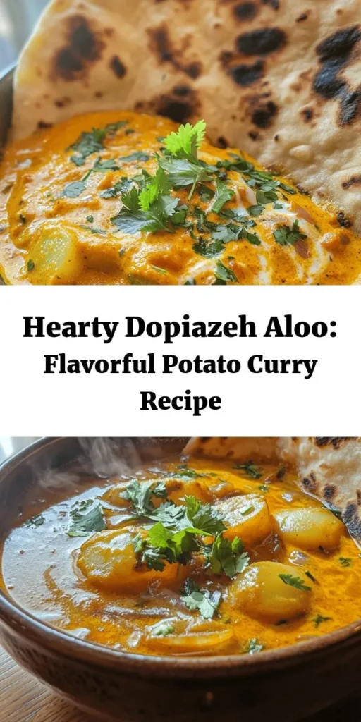 Spice up your meal with this delicious Dopiazeh Aloo recipe! This mouthwatering potato curry features a blend of sautéed onions, garlic, ginger, and aromatic spices, all simmered to perfection. With just a few simple ingredients like diced potatoes, tomatoes, and a touch of yogurt for creaminess, you’ll have a comforting dish ready in under an hour. Perfect for pairing with rice or naan, this recipe will impress your family and friends!