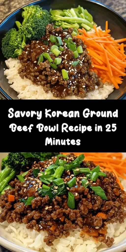 Elevate your weeknight dinner with this delicious Korean Ground Beef Bowl! Made with savory ground beef, aromatic garlic and ginger, and a blend of soy sauce, brown sugar, and gochujang for a touch of heat, this dish is packed with flavor. Serve it over fluffy white rice and top with fresh veggies and sesame seeds for the perfect meal. Quick to prep and ready in just 25 minutes, it’s an easy, satisfying dinner option for the whole family!