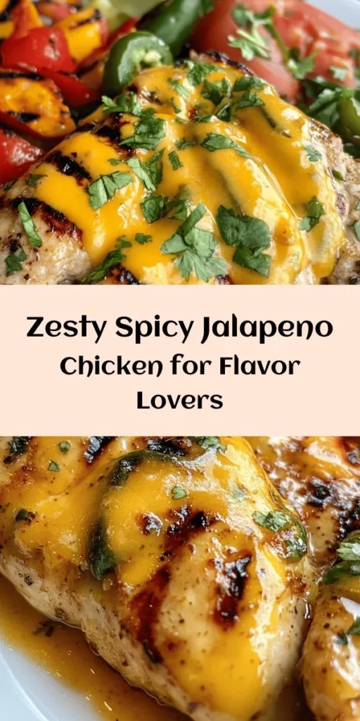 Fire up your taste buds with this Spicy Jalapeno Chicken! Marinated in a zesty mix of jalapenos, lime, and spices, this juicy chicken dish is perfect for grilling or skillet cooking. Optional melted cheddar cheese adds a creamy finish that you'll love. Serve it with rice, grilled veggies, or a fresh salad for a delicious meal. Quick prep and packed with flavor, this recipe is sure to impress family and friends. Enjoy the spice!