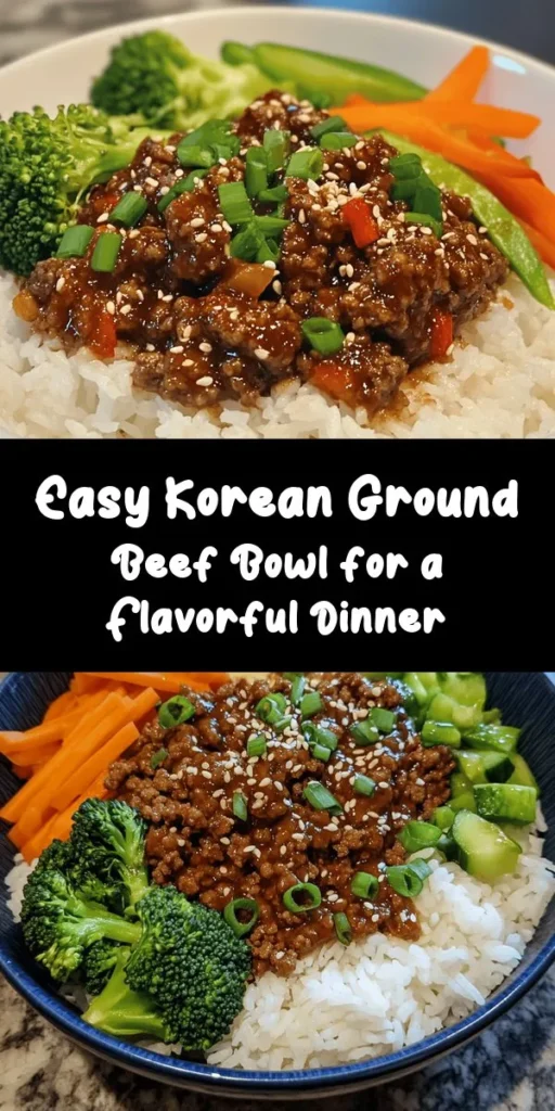 Dive into the deliciousness of this Korean Ground Beef Bowl! Made with juicy ground beef, fragrant garlic, and ginger, this dish is packed with flavor thanks to a scrumptious sauce of soy, brown sugar, and a hint of spice. Serve it over your choice of rice alongside steamed broccoli for a healthy meal that's easy to whip up in just 25 minutes. Perfect for a weeknight dinner or meal prep, this bowl is sure to become a family favorite! Enjoy garnished with green onions and sesame seeds for that extra crunch.