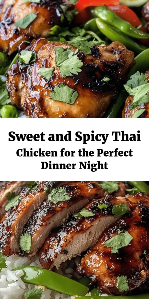 Get ready to spice up your dinner with this Sweet and Spicy Thai Chicken! This flavorful dish features marinated chicken thighs sautéed to perfection, combined with vibrant vegetables like red bell pepper and snap peas. Drizzled with a sweet yet spicy sauce, it's sure to please everyone at the table. Serve it over jasmine rice and finish with a squeeze of lime for the ultimate Thai experience. Perfect for weeknight meals or gatherings!