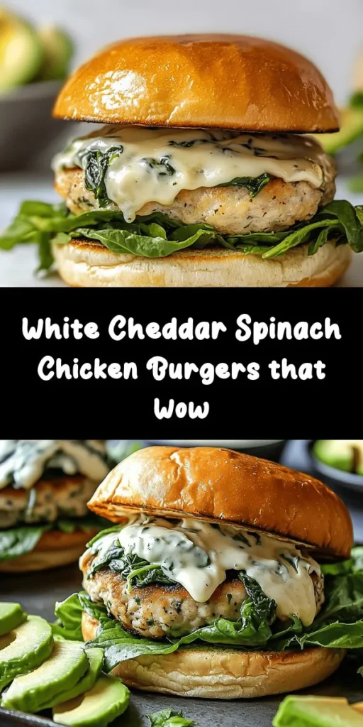 Transform your burger night with these mouthwatering White Cheddar and Spinach Chicken Burgers! Packed with fresh spinach, rich white cheddar, and a hint of smoked paprika, they promise to be a juicy, flavorful treat. Perfectly cooked in just 30 minutes, these burgers are easy to make and delicious to enjoy. Customize with your favorite toppings like avocado, lettuce, and tomato for a delightful meal that everyone will love!
