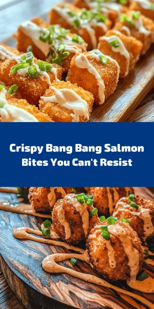 Dive into the deliciousness of these Crispy Bang Bang Salmon Bites! Perfectly seasoned salmon pieces are coated in flour, egg, and crunchy panko breadcrumbs, then fried to golden perfection. Paired with a creamy, spicy Bang Bang sauce, these appetizers are ideal for parties or a fun weeknight dinner. With easy prep and a cooking time of just 35 minutes, your taste buds won’t want to miss this tasty treat! Enjoy this flavorful fusion today!