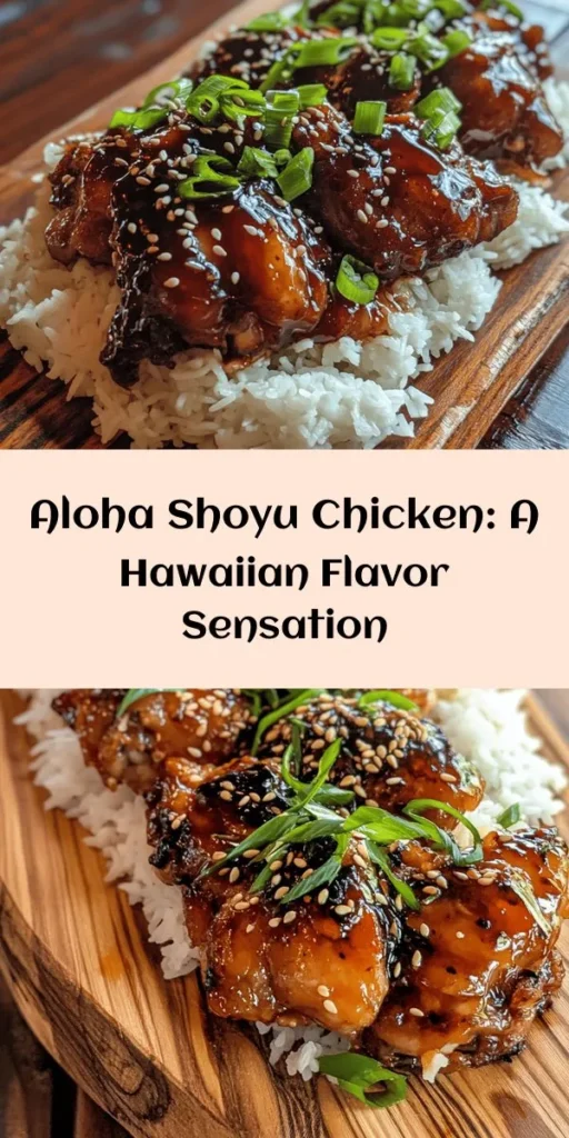 Discover the tropical flavors of Aloha Shoyu Chicken Delight! This easy recipe features tender, marinated chicken thighs cooked to perfection in a savory-sweet sauce made with soy sauce, brown sugar, pineapple juice, and aromatic spices. Sear the chicken for a crispy finish, then bake for a juicy meal that's bursting with flavor. Serve with rice or veggies for a complete dish that's sure to impress family and friends. Perfect for any night of the week!