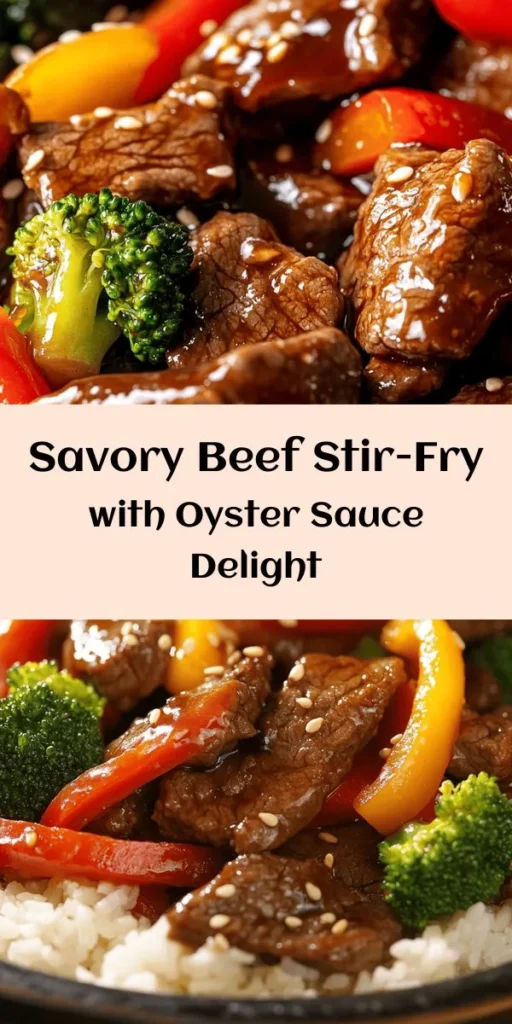 Dive into deliciousness with this Beef Bliss with Oyster Sauce recipe! Enjoy tender beef sirloin marinated in savory sauces, sautéed with fresh vegetables like bell peppers and broccoli, all cooked to perfection in one pan. This quick and easy stir-fry is a fantastic weeknight dinner option served over fluffy jasmine rice or noodles. With mouthwatering flavors and a dash of sesame oil, your taste buds are in for a treat. Perfect for family meals or impressing guests!