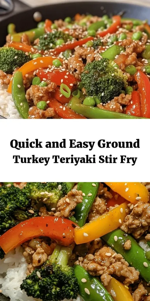 Whip up this delicious ground turkey teriyaki stir fry in just 25 minutes! Packed with colorful veggies like bell peppers, snap peas, and broccoli, this meal is both nutritious and satisfying. The savory blend of soy sauce and teriyaki sauce creates a flavorful coating that combines perfectly with tender turkey. Serve it over rice or quinoa and top it with sesame seeds for a delightful finish. Perfect for busy weeknights or a quick lunch!