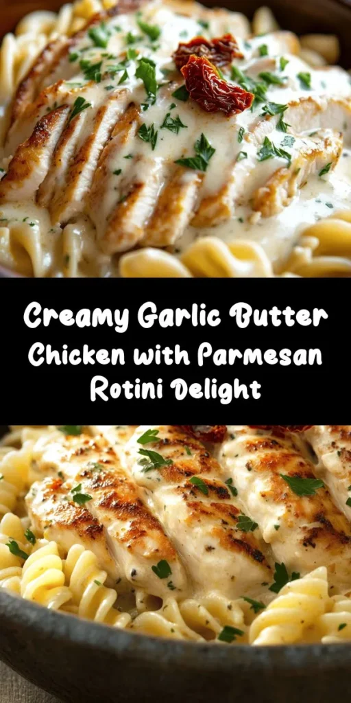 Indulge in a delightful dinner with this Creamy Garlic Butter Chicken & Rotini in Parmesan Sauce recipe! This mouthwatering dish features tender chicken breasts, al dente rotini, and a rich garlic Parmesan sauce that will leave your taste buds wanting more. Perfect for a quick weeknight meal, it’s ready in just 35 minutes. Elevate your family dinner with this creamy, comforting dish, garnished with fresh parsley for a touch of color. Enjoy!