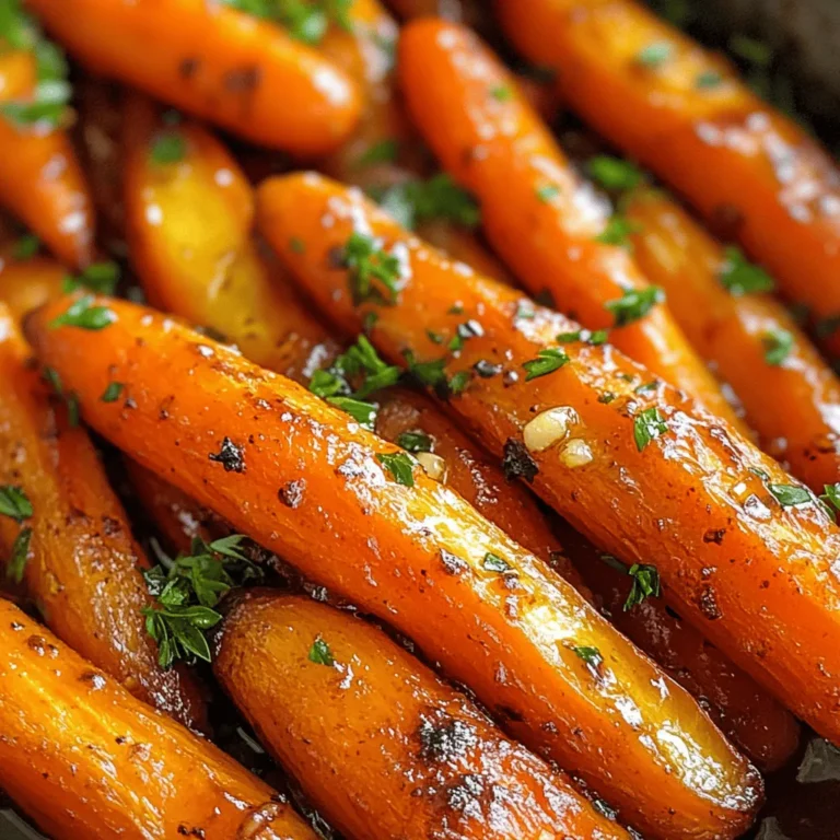 Introducing a delightful side that adds both flavor and nutrition to any meal: Honey Garlic Butter Roasted Carrots. This vibrant dish combines the natural sweetness of carrots with the rich, savory notes of garlic and the subtle sweetness of honey, creating a unique harmony of flavors that will elevate any dining experience. Whether you are preparing an intimate family dinner or hosting a festive gathering, these roasted carrots are versatile enough to complement a wide range of main courses, from succulent roasted chicken to hearty vegetarian meals.