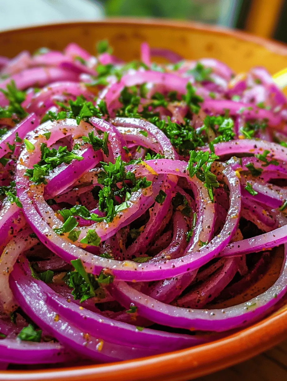 At the heart of Zesty Sumac Onions are red onions, which are known for their mild, slightly sweet flavor and vibrant purple skin. Unlike their yellow and white counterparts, red onions offer a unique flavor profile that becomes even more pronounced when marinated. Their crisp texture and vivid color make them an attractive addition to any dish.