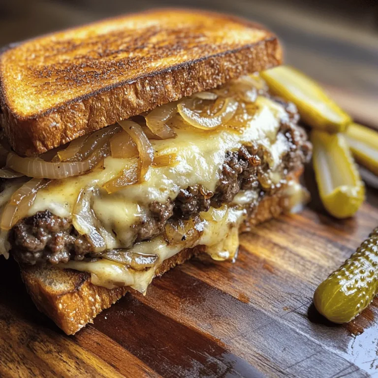 The Classic Patty Melt Delight is more than just a meal; it’s a delightful fusion of two beloved American comfort foods: the hamburger and the grilled cheese sandwich. This iconic dish takes the juicy, savory flavor of a beef patty and pairs it with the gooey richness of melted Swiss cheese, all topped with sweet, caramelized onions. Nestled between two slices of crispy rye bread, the Patty Melt is a culinary experience that satisfies cravings for both heartiness and comfort.