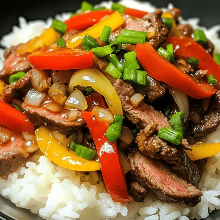 At the heart of Sizzling Pepper Steak Delight is the flank steak, a cut renowned for its rich flavor and slightly chewy texture. Flank steak is sourced from the abdominal muscles of the cow, which makes it a leaner option compared to other cuts. This cut is particularly well-suited for stir-frying due to its ability to absorb marinades and its quick cooking time. When cooked properly, flank steak becomes incredibly tender and flavorful, making it the star of any dish.