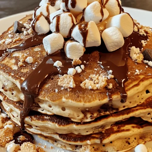 Imagine waking up to a warm stack of pancakes that encapsulate the nostalgic flavors of a classic campfire treat—S'mores. These S'mores Pancakes are not just a breakfast item; they are an experience that brings together the sweet, gooey essence of toasted marshmallows, rich chocolate, and crunchy graham crackers, all nestled within a fluffy pancake. For breakfast lovers and dessert enthusiasts alike, this indulgent recipe transforms the simple act of eating pancakes into a delightful culinary adventure. With each bite, you’ll feel transported to a cozy campsite, reminiscing about joyful evenings spent around the fire, sharing stories and laughter.
