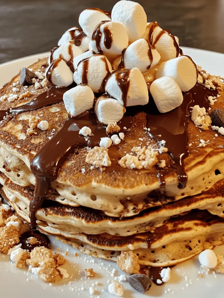Imagine waking up to a warm stack of pancakes that encapsulate the nostalgic flavors of a classic campfire treat—S'mores. These S'mores Pancakes are not just a breakfast item; they are an experience that brings together the sweet, gooey essence of toasted marshmallows, rich chocolate, and crunchy graham crackers, all nestled within a fluffy pancake. For breakfast lovers and dessert enthusiasts alike, this indulgent recipe transforms the simple act of eating pancakes into a delightful culinary adventure. With each bite, you’ll feel transported to a cozy campsite, reminiscing about joyful evenings spent around the fire, sharing stories and laughter.