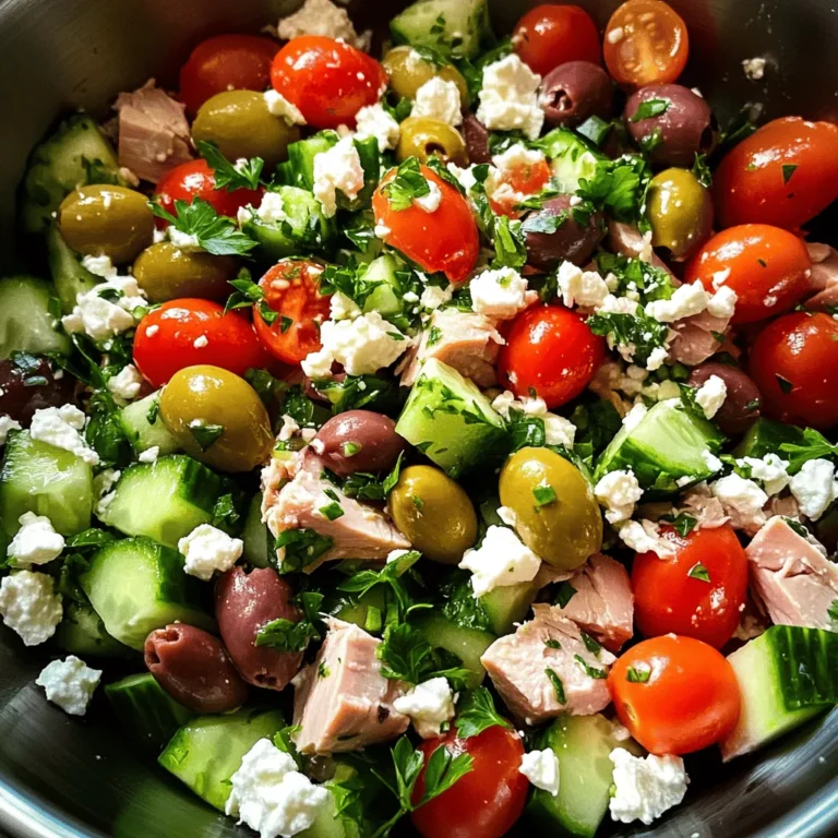 Explore the flavors of the Mediterranean with our Ultimate Mediterranean Tuna Salad Delight. This dish is not only quick and easy to prepare but also packed with nutritious ingredients that can enhance your overall well-being. Dive into this refreshing, vibrant salad that brings together the rich tastes of tuna, fresh vegetables, and a zesty dressing. Whether you're looking for a light lunch, a side dish for dinner, or a healthy snack, this recipe is perfect for any occasion.
