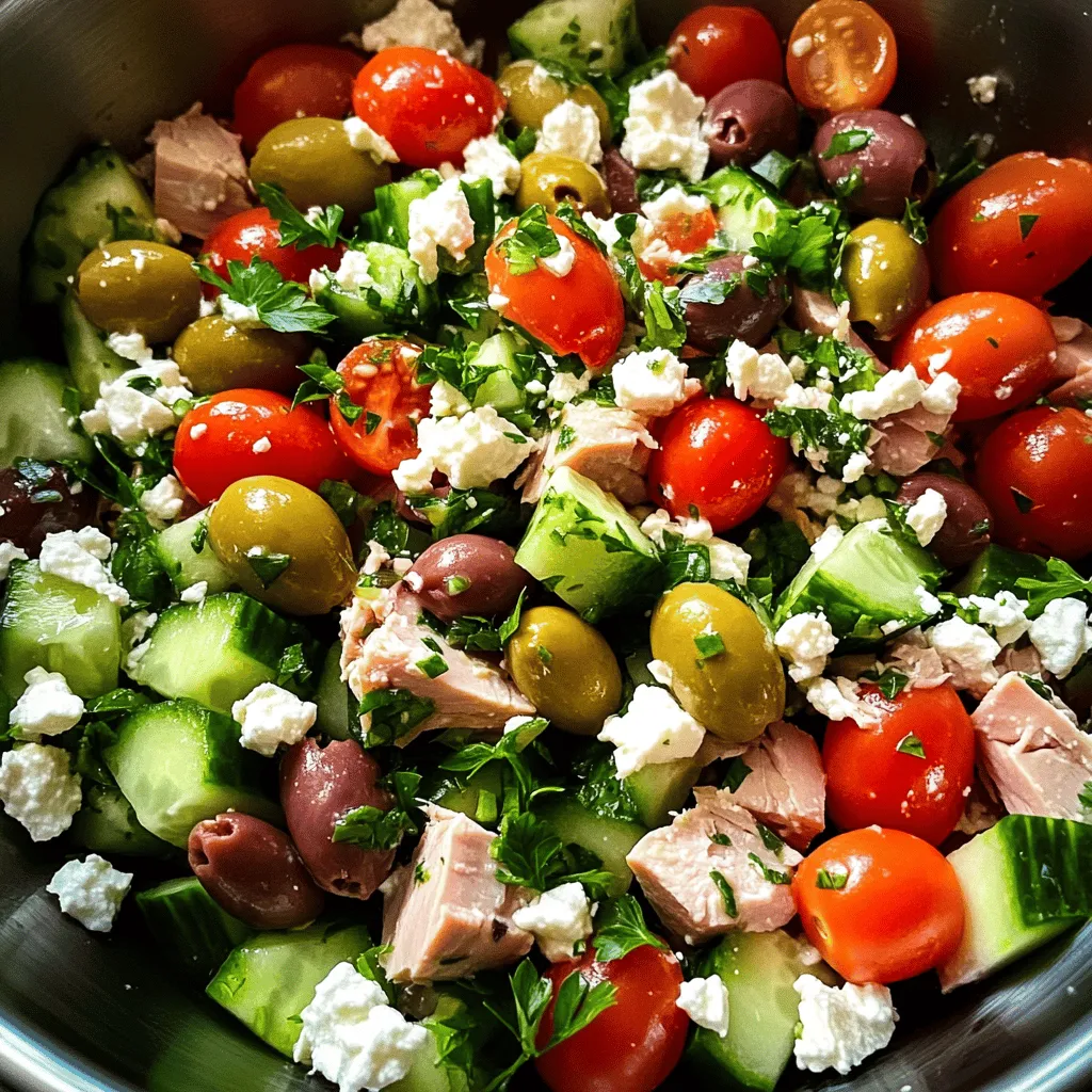Explore the flavors of the Mediterranean with our Ultimate Mediterranean Tuna Salad Delight. This dish is not only quick and easy to prepare but also packed with nutritious ingredients that can enhance your overall well-being. Dive into this refreshing, vibrant salad that brings together the rich tastes of tuna, fresh vegetables, and a zesty dressing. Whether you're looking for a light lunch, a side dish for dinner, or a healthy snack, this recipe is perfect for any occasion.