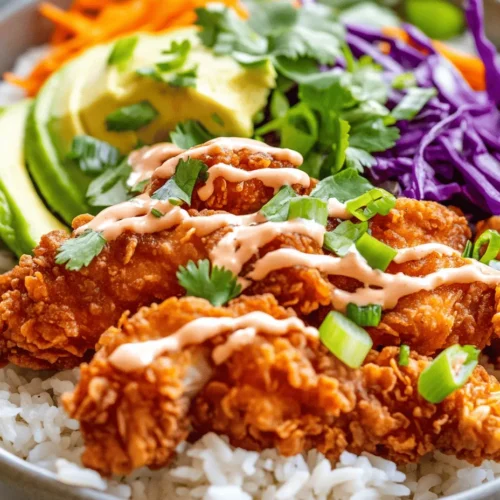 The Bang Bang Chicken Bowl is a vibrant, flavor-packed dish that brings together the crunch of crispy chicken, the freshness of colorful vegetables, and the zing of a spicy-sweet sauce. This dish has gained immense popularity in contemporary cuisine, especially in Asian fusion and American restaurants. Its appeal lies in its perfect balance of flavors and textures, making it an ideal meal for various occasions, from casual weeknight dinners to festive gatherings.