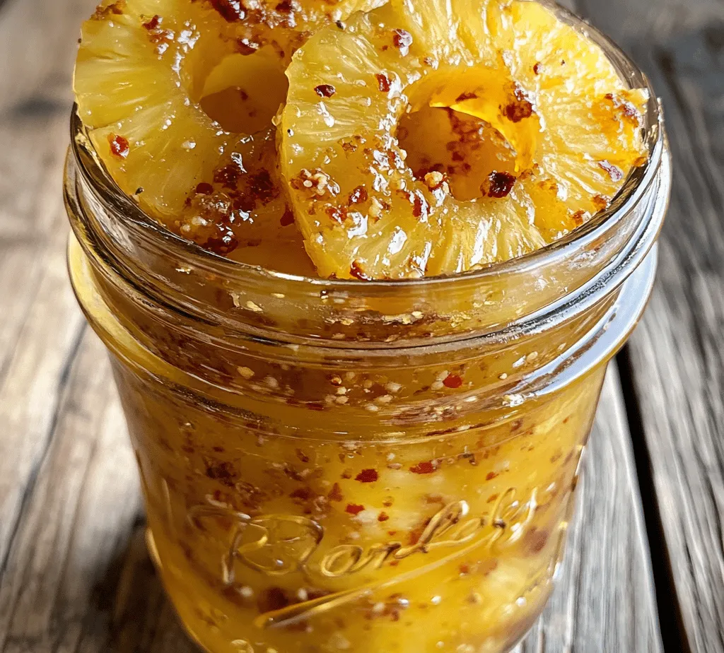 Pineapple Cowboy Candy is a tantalizing fusion of sweet and spicy that takes the humble pineapple and transforms it into a gourmet treat. Imagine succulent chunks of pineapple, bubbling away in a sweet syrup infused with a kick of heat from red pepper flakes, a touch of warmth from cinnamon, and the zing of tangy apple cider vinegar. This recipe not only showcases the vibrant flavors of pineapple but also highlights the growing trend of canning and preserving fruits in creative ways. Whether you’re looking for a unique snack, a zesty topping for grilled meats, or a delightful addition to charcuterie boards, Pineapple Cowboy Candy is a versatile and exciting option that is sure to impress.