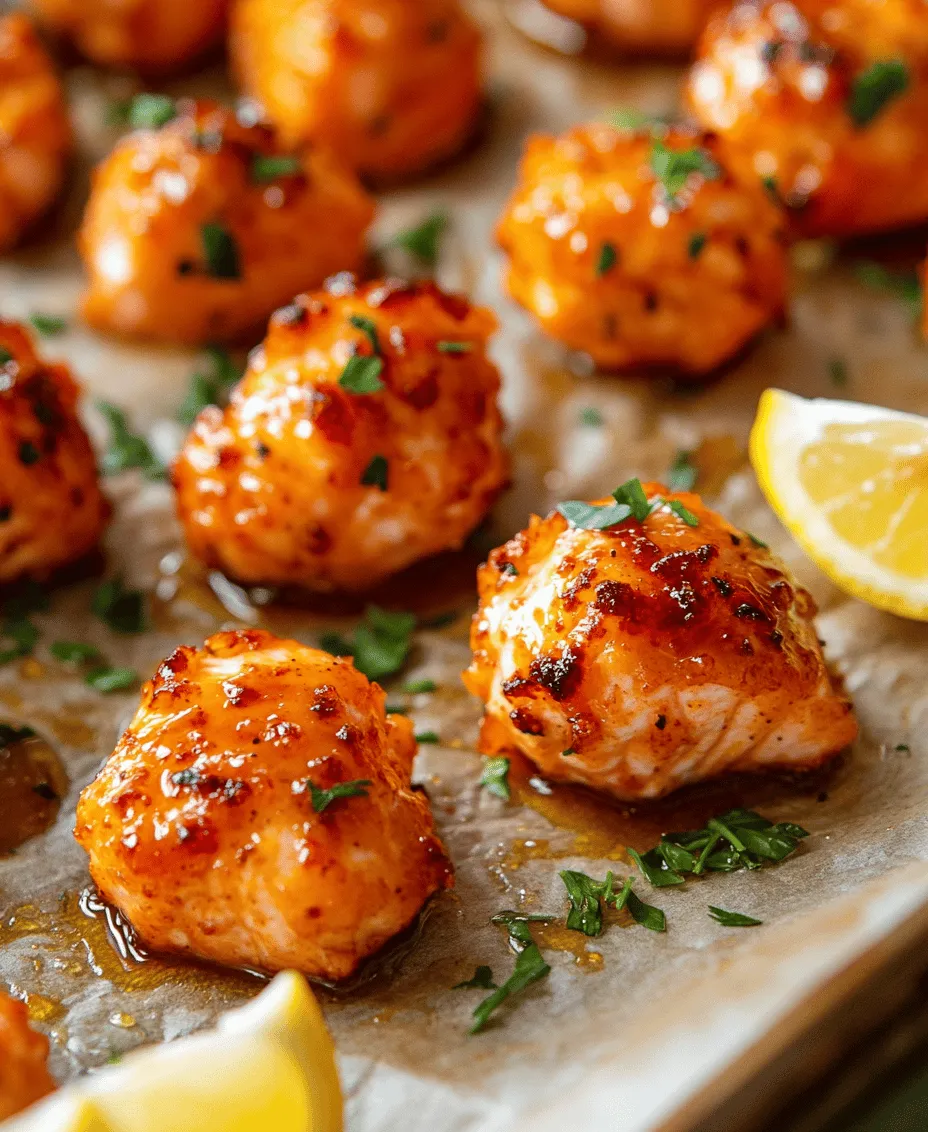 At the heart of the Hot Honey Salmon Bites is the <strong>fresh salmon fillet</strong>. Salmon is not just a delicious choice; it’s also packed with health benefits. Rich in omega-3 fatty acids, salmon supports heart health, improves brain function, and can even help reduce inflammation. When selecting salmon, look for fillets that are bright in color, firm to the touch, and have a mild ocean scent. Wild-caught salmon is often preferred for its superior taste and nutritional value, making it a worthy choice for this dish.” /></p>
</p>
<h3>Presentation Techniques for Hot Honey Salmon Bites</h3>
</p>
<p>When it comes to serving your Hot Honey Salmon Bites, presentation plays a critical role in enhancing the appeal of the dish. A well-plated meal not only looks inviting but also heightens the dining experience. Here are some techniques to elevate your presentation:</p>
</p>
<p>1. <strong>Use a Clean Plate</strong>: Start with a clean, white plate, which serves as a perfect canvas for your vibrant salmon bites. The color contrast will make your dish pop and entice diners from the first glance.</p>
</p>
<p>2. <strong>Garnishing</strong>: Fresh herbs like cilantro or parsley can add a splash of color and freshness. Consider finely chopping some herbs and sprinkling them over the salmon bites just before serving. Slices of lime or lemon can also be placed strategically around the plate to add zest and visual appeal.</p>
</p>
<p>3. <strong>Drizzle and Dots</strong>: Utilize the hot honey sauce as an artistic element. You can drizzle it over the salmon bites in a zigzag pattern or create dots around the plate to add an element of sophistication. This not only enhances the presentation but also provides a hint of the flavor profile.</p>
</p>
<p>4. <strong>Serve on a Wooden Board</strong>: For a rustic touch, consider serving the salmon bites on a wooden board. This approach adds texture and warmth to your presentation. Pair it with small bowls of dipping sauce or additional garnishes for an interactive dining experience.</p>
</p>
<p>5. <strong>Accompaniments</strong>: Place the salmon bites alongside colorful sides like roasted asparagus, vibrant cherry tomatoes, or a light avocado salad. Including a variety of colors will make the meal visually appealing and indicate a range of flavors.</p>
</p>
<h3>Nutritional Benefits of Hot Honey Salmon Bites</h3>
</p>
<p>Hot Honey Salmon Bites aren’t just a delicious treat; they’re also packed with nutritional benefits that make them a smart addition to any meal. Let’s dive into the health advantages of the key ingredients in this dish.</p>
</p>
<h4>Protein Source</h4>
</p>
<p>Salmon is renowned for being a high-quality protein option, providing essential amino acids necessary for muscle repair and growth. A 3-ounce serving of salmon contains around 22 grams of protein, making it an excellent choice for athletes and fitness enthusiasts. Protein is vital for maintaining a healthy metabolism, and including it in your diet can help you feel fuller for longer, reducing overall calorie intake.</p>
</p>
<h4>Healthy Fats</h4>
</p>
<p>One of the standout nutritional components of salmon is its rich content of omega-3 fatty acids. These healthy fats are known for their heart health benefits, including reducing inflammation and lowering blood pressure. Omega-3s also support cognitive function and may even enhance mood. Incorporating salmon into your diet regularly can contribute to improved overall health and well-being.</p>
</p>
<h4>Natural Sweeteners vs. Refined Sugars</h4>
</p>
<p>Using honey as a natural sweetener in the Hot Honey Salmon Bites recipe offers several advantages over refined sugars. Honey contains antioxidants, vitamins, and minerals that contribute to its health benefits. Unlike refined sugars, which can lead to spikes in blood sugar levels, honey provides a more stable source of energy. It can also enhance digestive health due to its prebiotic properties. By replacing refined sugars with honey, you’re not just sweetening your dish, but also improving its nutritional profile.</p>
</p>
<h4>Low-Calorie Options</h4>
</p>
<p>Hot Honey Salmon Bites can be a healthy, low-calorie choice for those looking to maintain a balanced diet. With the combination of lean protein from the salmon and the natural sweetness from honey, this dish allows you to enjoy a satisfying meal without excessive calories. Compared to heavy, carb-laden options, this recipe provides a fulfilling experience that supports weight management and overall health.</p>
</p>
<h3>Culinary Techniques and Tips for Perfecting Your Hot Honey Salmon Bites</h3>
</p>
<p>To ensure that your Hot Honey Salmon Bites are nothing short of perfection, consider these culinary techniques and tips:</p>
</p>
<h4>Choosing Quality Salmon</h4>
</p>
<p>The quality of salmon can significantly impact the flavor and texture of your dish. When selecting salmon, look for bright, moist fillets with a vibrant color. Fresh salmon should have a mild scent, not a fishy odor. If possible, choose wild-caught salmon over farmed varieties for a more sustainable option and better flavor. Pay attention to sustainability certifications such as the Marine Stewardship Council (MSC) label to make environmentally conscious choices.</p>
</p>
<h4>Balancing Flavors</h4>
</p>
<p>The beauty of Hot Honey Salmon Bites lies in their balance of sweetness and spice. If you prefer a sweeter profile, feel free to increase the amount of honey in the recipe. Alternatively, if you enjoy a bit of heat, consider adding more chili flakes or incorporating fresh chili peppers into the honey mixture. Taste as you go, and adjust the flavors to meet your preferences.</p>
</p>
<h4>Cooking Methods</h4>
</p>
<p>While the recipe may focus on baking, there are other cooking methods to explore for different textures and flavors. Grilling the salmon can impart a smoky flavor and create a delightful char. Alternatively, pan-searing can produce a crispy exterior while keeping the interior tender and flaky. Each cooking method brings its own unique qualities to the dish, allowing you to experiment and find your favorite.</p>
</p>
<h3>Pairing Suggestions for Hot Honey Salmon Bites</h3>
</p>
<p>To create a complete dining experience with your Hot Honey Salmon Bites, consider these complementary side dishes and beverage pairings:</p>
</p>
<h4>Side Dishes</h4>
</p>
<p>1. <strong>Coconut Rice</strong>: The subtle sweetness of coconut rice pairs beautifully with the hot honey glaze, creating a harmonious blend of flavors. The creamy texture of the rice balances the richness of the salmon.</p>
</p>
<p>2. <strong>Fresh Salad</strong>: A light salad with mixed greens, cherry tomatoes, and a citrus vinaigrette complements the salmon well. The acidity from the dressing will enhance the overall flavor profile and provide a refreshing contrast.</p>
</p>
<p>3. <strong>Roasted Vegetables</strong>: Roasted asparagus, bell peppers, or zucchini seasoned with herbs can add a delightful crunch and color to your plate. The caramelization from roasting enhances the natural flavors of the vegetables, making them a perfect accompaniment.</p>
</p>
<h4>Beverage Pairings</h4>
</p>
<p>1. <strong>White Wine</strong>: A chilled glass of Sauvignon Blanc or Pinot Grigio can elevate your dining experience. The crisp acidity of these wines cuts through the richness of the salmon and complements the sweetness of the honey.</p>
</p>
<p>2. <strong>Craft Beer</strong>: For beer lovers, consider a pale ale or a light lager. The effervescence of these beers can cleanse the palate between bites while enhancing the flavors of the dish.</p>
</p>
<p>3. <strong>Cocktails</strong>: A refreshing gin and tonic with a splash of lime can be a delightful pairing, as the botanicals in gin can complement the sweet and spicy notes of the salmon.</p>
</p>
<h3>Conclusion</h3>
</p>
<p>Hot Honey Salmon Bites are a delightful fusion of flavors, offering a healthy, easy-to-prepare dish that appeals to a wide variety of tastes. With their vibrant presentation, nutritional benefits, and versatility in pairing, they make a perfect choice for weeknight dinners or special occasions alike. The joy of cooking with fresh ingredients and experimenting with bold flavors is what makes this recipe truly special. So gather your ingredients and bring the warmth of hot honey to your kitchen, inviting friends and family to savor the deliciousness of your culinary creation. Enjoy the process, and don’t hesitate to make this dish your own with personal touches and adjustments. Happy cooking!</p>
<div id=