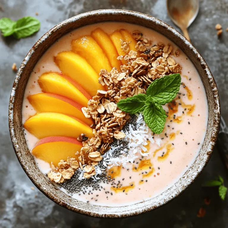 The star of the show in Peach Paradise Smoothie Bowls is, of course, the peach. Choosing ripe peaches is crucial for achieving optimal flavor and nutrition. Ripe peaches are sweet, juicy, and bursting with flavor, which is essential for creating a delicious smoothie bowl. The natural sugars present in ripe peaches contribute to the overall sweetness of the dish, eliminating the need for excessive sweeteners. Additionally, peaches are rich in vitamins A and C, potassium, and antioxidants, making them a powerhouse of nutrition. When selecting peaches, look for those that yield slightly to pressure and have a fragrant aroma, indicating their ripeness.