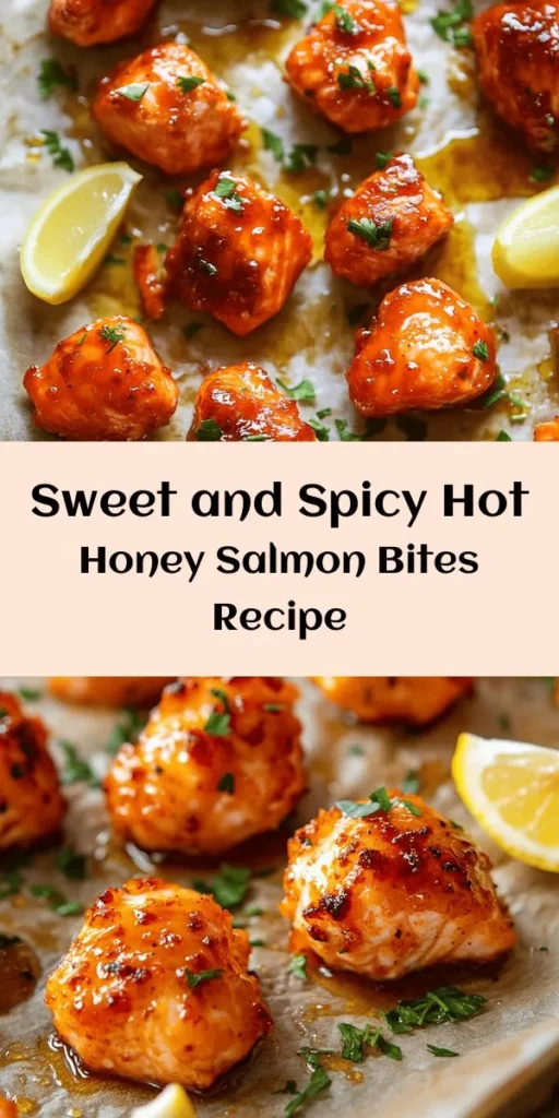 Elevate your dinner plans with these delicious Hot Honey Salmon Bites! This easy recipe features tender salmon marinated in a sweet and spicy blend of honey, sriracha, and soy sauce, giving it an irresistible kick. Simply bake until flaky, then serve with fresh parsley and zesty lemon wedges. Perfect as an appetizer or main dish, these bites are sure to impress at your next gathering or family meal. Get ready for a flavor explosion!