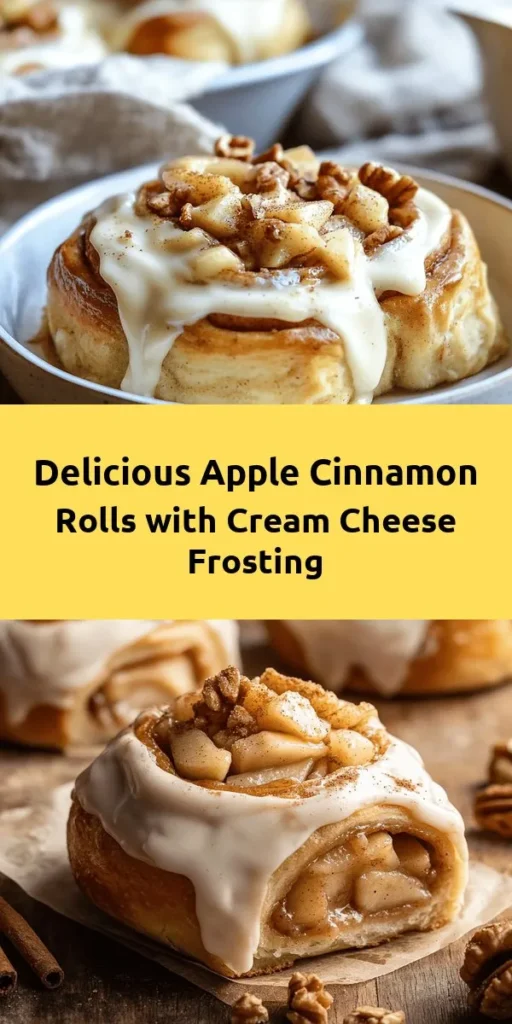 Indulge in the warm, comforting flavors of homemade Apple Cinnamon Rolls with Cream Cheese Frosting! These delightful rolls feature a soft, fluffy dough filled with sweet apples and a hint of cinnamon, all topped with rich cream cheese frosting. Perfect for breakfast or a cozy dessert, this recipe is easy to follow and will impress your family and friends. Bake a batch today and enjoy the delicious aroma wafting through your kitchen!
