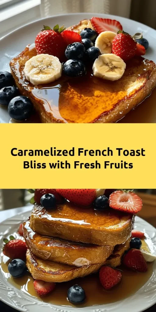 Indulge in a sweet morning treat with this Caramelized Delight French Toast! Perfectly golden and crispy, this dish features thick slices of brioche or challah, soaked in a rich egg mixture flavored with vanilla and cinnamon. The secret is the brown sugar caramelization that adds a delightful crunch. Serve it warm with a drizzle of maple syrup and fresh fruits like strawberries or bananas. It's a quick and satisfying breakfast that will impress everyone at your table!