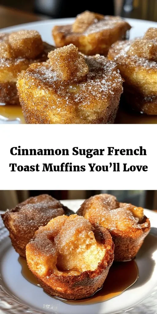 Get ready to indulge in these Cinnamon Sugar French Toast Muffins, the perfect blend of soft, sweet, and spiced! Made with day-old bread, eggs, creamy milk, and a heavenly cinnamon-sugar topping, these muffins are the ultimate breakfast treat or sweet snack. Easy to whip up in just 45 minutes, they're great served warm with maple syrup or whipped cream. Bite into these delightful muffins and enjoy a taste of comfort in every piece!