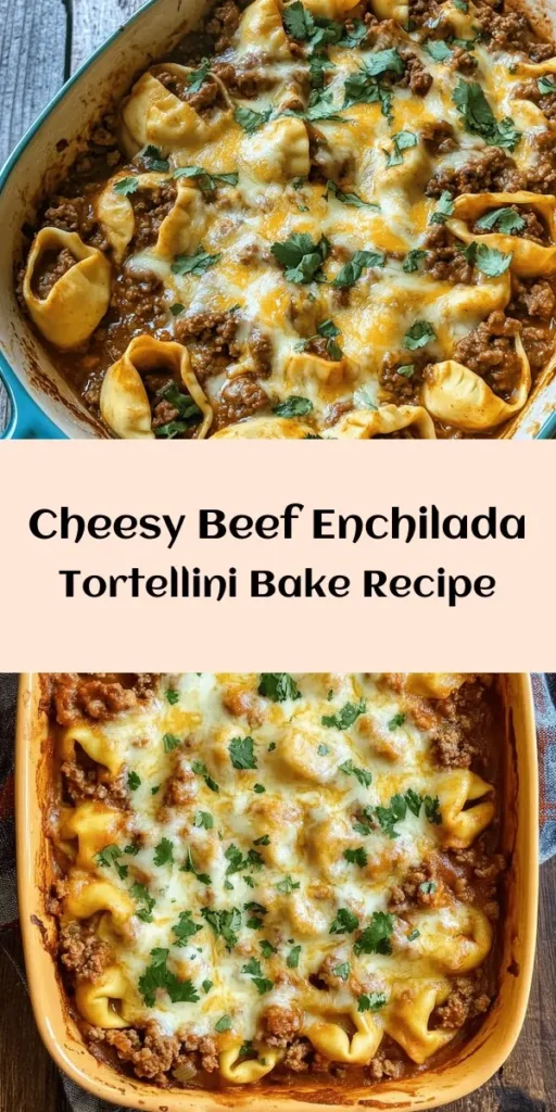 Looking for a delicious twist on traditional enchiladas? Try this Cheesy Beef Enchilada Tortellini! Made with ground beef, onions, and a zesty enchilada sauce, this dish is loaded with cheesy goodness from cheddar and Monterey Jack. Easy to prepare in under 45 minutes, it combines the heartiness of tortellini with bold flavors, making it perfect for a cozy dinner. Top with fresh cilantro for a burst of color. Your family will love it!