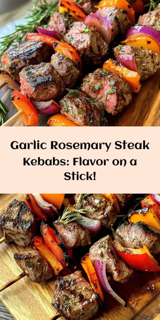 Savor the flavors of summer with these delicious Rosemary Garlic Steak Kebabs! Made with tender sirloin steak marinated in a vibrant mix of fresh rosemary, garlic, and balsamic vinegar, these kebabs are perfect for gatherings. Packed with colorful bell peppers and red onions, they're not only tasty but visually appealing too. Grill them to perfection in just 10 minutes and serve warm for an unforgettable meal. Ideal for weeknights or weekend BBQs!