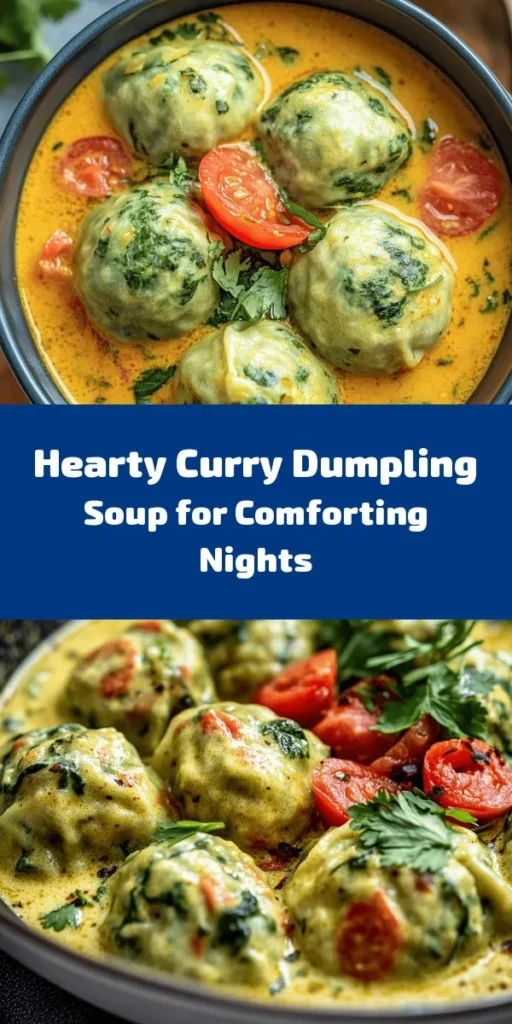 Warm up your day with this delicious Best Curry Dumpling Soup! This comforting recipe features homemade dumplings stuffed with fresh spinach, carrots, and a touch of curry. Paired with a rich and creamy coconut broth, infused with aromatic spices, this soup is perfect for any occasion. Easy to prepare and perfect for sharing, it’s a delightful dish that promises to satisfy your cravings. Garnish with fresh cilantro and chili for an added kick! Enjoy!