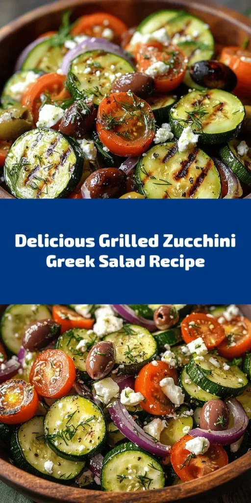 Brighten up your summer meals with this Grilled Zucchini Greek Salad! This refreshing dish combines smoky grilled zucchini with juicy cherry tomatoes, crunchy cucumbers, tangy feta, and savory kalamata olives. Tossed in a zesty dressing of red wine vinegar and lemon juice, it’s a perfect side or light main dish. Quick to prepare in just 25 minutes, it’s healthy, flavorful, and a feast for the eyes. Enjoy it fresh or let the flavors meld for a bit. Perfect for gatherings or a simple family dinner!