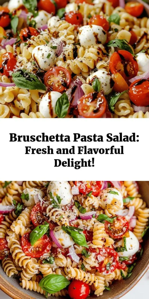 Looking for a refreshing dish that’s perfect for any occasion? Try this Delicious Bruschetta Pasta Salad! Made with tender rotini or penne, juicy cherry tomatoes, creamy mozzarella, and fresh basil, it's tossed in a simple balsamic dressing. Perfect as a side or a light main dish, this salad is both easy to make and packed with flavor. Enjoy it chilled or at room temperature, and don’t forget the optional Parmesan for an extra touch!