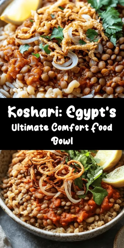 Discover the comforting flavors of Egypt with this Koshari Delight recipe! This hearty dish combines lentils, rice, and macaroni topped with chickpeas and a rich tomato sauce, making it perfect for any meal. Crispy fried onions add the finishing touch to this delicious bowl. Easy to prepare and packed with flavor, it’s sure to impress family and friends. Serve it hot with a squeeze of lemon for a zesty kick! Enjoy authentic Egyptian comfort food at home!