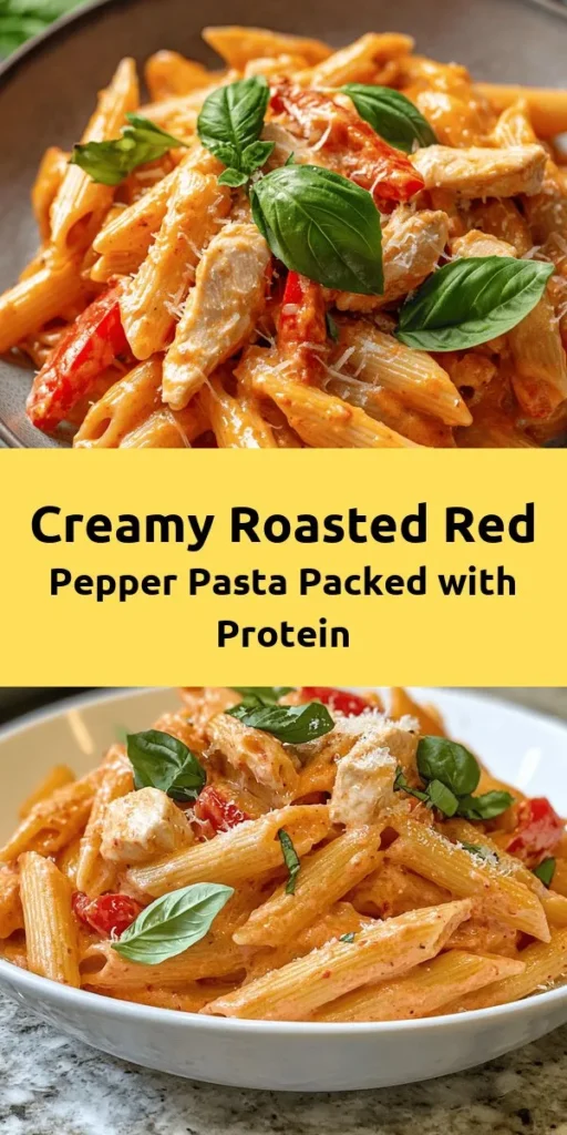 Indulge in this high protein creamy roasted red pepper pasta that’s perfect for a wholesome meal! Made with whole wheat pasta, roasted red bell peppers, and Greek yogurt, this dish is not only delicious but also packed with nutrients. Choose chicken or chickpeas for protein, blend everything into a smooth sauce, and toss with pasta. Top with fresh basil and parmesan for an extra touch. Enjoy a delightful dinner that’s ready in just 45 minutes!
