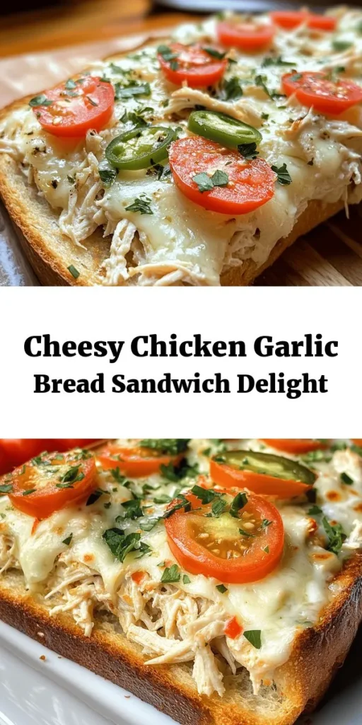 Indulge in the ultimate comfort food with these Cheesy Chicken Garlic Bread Sandwiches! Packed with shredded chicken, gooey mozzarella, and creamy parmesan, this recipe is a cheesy delight. Perfectly seasoned with garlic and fresh parsley, it’s a satisfying meal sure to please. Just assemble, bake to golden perfection, and enjoy with marinara or a fresh salad. Easy to make in just 35 minutes, it’s perfect for a cozy dinner!